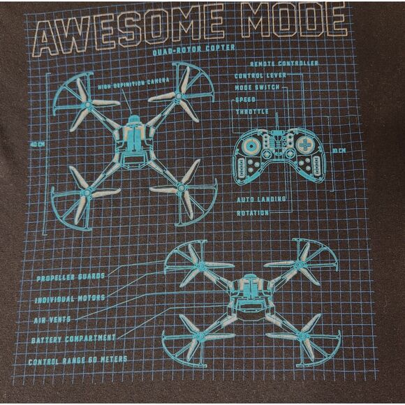 Old Navy Woman's Awesome Mode Drone T Shirt Sz XXL Black Long Sleeve Graphic - Picture 2 of 6